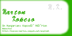 marton kopcso business card